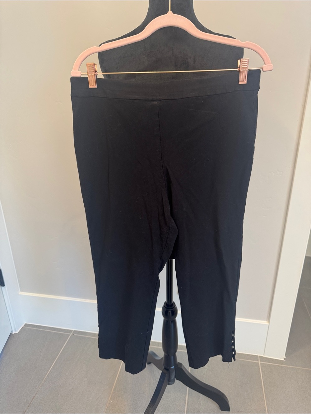 Counterparts Black Capri Pants with Side Button Detail